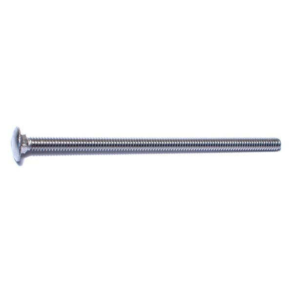 Carriage Bolt, Square Neck, 20 (Coarse), 5 in L, 18-8 Stainless Steel, 5 PK